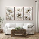 Ver imagem 2 de Quadro Decorativo Modelo Floral Ii com 3 Telas de Parede para Sala Quarto Escritório 60cm X 90cm Com Vidro