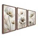 Ver imagem 1 de Quadro Decorativo Modelo Floral Ii com 3 Telas de Parede para Sala Quarto Escritório 60cm X 90cm Com Vidro