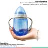 Copo de Treinamento Infantil Com Alça e Bico de Silicone 220ml Para Bebê +8 Meses Azul Clingo - 3