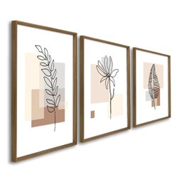Quadro Decorativo Modelo Floral Iv com 3 Telas de Parede para Sala Quarto Escritório 60cm X 90cm Sem Vidro - 2