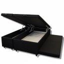 Ver imagem 1 de Cama Box Bau Queen Bipartido C/ Cama Auxiliar Suede 47x158x198 - Santo Box:preto