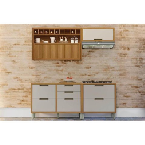 Cozinha Completa Imperatriz 4 Peças (2 Balcões + 2 Aéreos) C6p44 Freijo-off White - Nesher