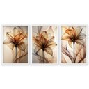Ver imagem 2 de Quadro Decorativo Modelo Floral V com 3 Telas de Parede para Sala Quarto Escritório 60cm X 90cm Com Vidro