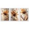 Quadro Decorativo Modelo Floral V com 3 Telas de Parede para Sala Quarto Escritório 60cm X 90cm Com Vidro - 2