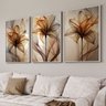 Quadro Decorativo Modelo Floral V com 3 Telas de Parede para Sala Quarto Escritório 60cm X 90cm Com Vidro - 1