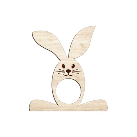 Porta Guardanapo Coelho com Carinha 9cmx9,8cm Kit 4 Peças - Cria Arte Laser Madeira Clara