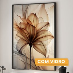 Quadro Decorativo Modelo Floral Abstrato 3 Telas de Parede para Sala Quarto Escritório 60cm X 90cm Com Vidro - 3