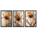 Ver imagem 2 de Quadro Decorativo Modelo Floral Abstrato 3 Telas de Parede para Sala Quarto Escritório 60cm X 90cm Com Vidro