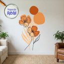 Ver imagem 3 de Adesivo Floral Boho Laranja Estilo Nórdico 88x150 Minimalista Abstrato