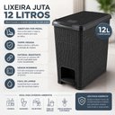 Ver imagem 6 de Lixeira Pedal Rattan Cinza 12 Litros Cesto Lixo 12L Juta Retangular Chumbo Tampa Quarto Bebe Cozinha