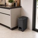 Ver imagem 2 de Lixeira Pedal Rattan Cinza 12 Litros Cesto Lixo 12L Juta Retangular Chumbo Tampa Quarto Bebe Cozinha