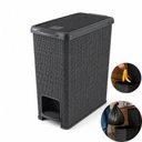 Ver imagem 1 de Lixeira Pedal Rattan Cinza 12 Litros Cesto Lixo 12L Juta Retangular Chumbo Tampa Quarto Bebe Cozinha