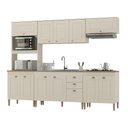 Ver imagem 1 de Cozinha Completa Viena com 11 Portas e 3 Gavetas Atualle Off White Fosco com Canelato Rustico