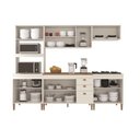 Ver imagem 2 de Cozinha Completa Viena com 11 Portas e 3 Gavetas Atualle Off White Fosco com Canelato Rustico