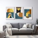 Ver imagem 2 de Quadro Decorativo Paisagem Abstrata com 3 Telas de Parede para Sala Quarto Escritório 60cm X 90cm Sem Vidro