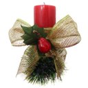 Ver imagem 1 de Vela Vermelha Decorativa Para Natal Com Laço Dourado e Fruta