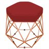 Kit 02 Puffs Banco Decorativo Aramado Hexagonal Base Eiffel Bronze Suede Vermelho - Abmaza - 2