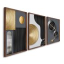 Ver imagem 2 de Quadro Decorativo Geométrico Formas e Linhas 3 Telas de Parede para Sala Quarto Escritório 60cm X 90 Com Vidro