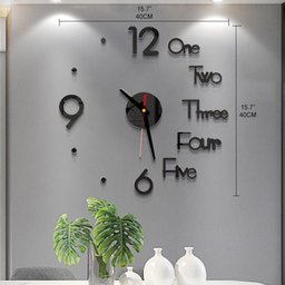 Relogio de Parede Adesivo 50cm Preto Grande Casa Sala Escritorio 3d Decoração Luxo - 2