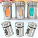 Ver imagem 3 de Pote Porta Condimentos Saleiro Pimenteiro Vidro Aço Inox Tampa Armazenar Sal Pimenta Tempero - Branc