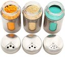 Ver imagem 2 de Pote Porta Condimentos Saleiro Pimenteiro Vidro Aço Inox Tampa Armazenar Sal Pimenta Tempero - Branc