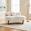 Ver imagem 1 de Namoradeira Sofá Feijão Lounge 120cm Orgânica Veludo Marfim