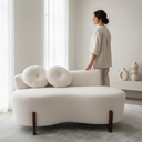 Ver imagem 2 de Namoradeira Sofá Feijão Lounge 120cm Orgânica Veludo Marfim