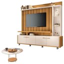 Ver imagem 1 de Estante Home Theater Titan Off White Cinamomo e Mesa de Centro sky com Tampo de Vidro Cinamomo - HB