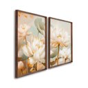Ver imagem 2 de Quadro Decorativo Floral Flor de Lótus com 2 Telas de Parede para Sala Quarto Escritório 60cm X 90cm Com Vidro