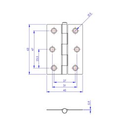 Kit 12 Dobradiça Preta Porta / Janela Pino Solto Real 2,5" - 2