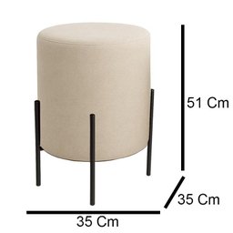 Puff Orgânico Boucle Thor com Pés de Ferro Preto - 7 Decor Bege - 4