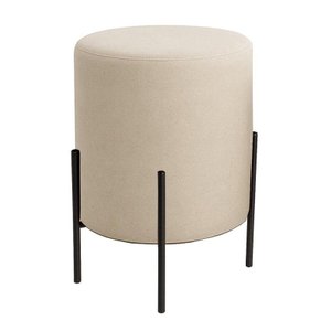 Puff Orgânico Boucle Thor com Pés de Ferro Preto - 7 Decor Bege