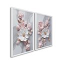 Ver imagem 2 de Quadro Decorativo Floral Flor de Porcelana com 2 Telas de Parede para Sala Quarto Escritório 60cm x Com Vidro