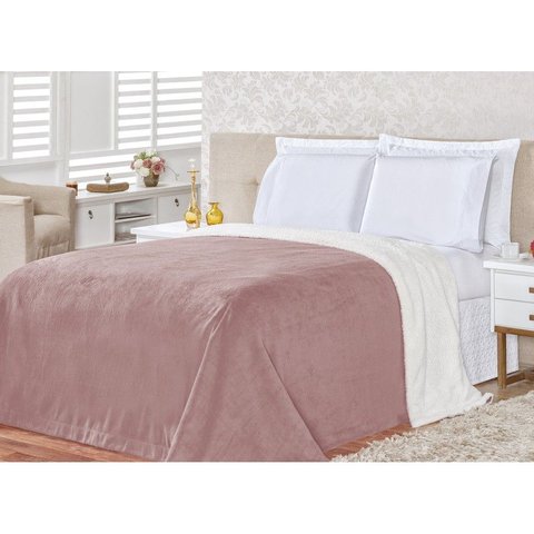 Cobertor Alaska Tecido Sherpa Casal King 1 Peça:rose