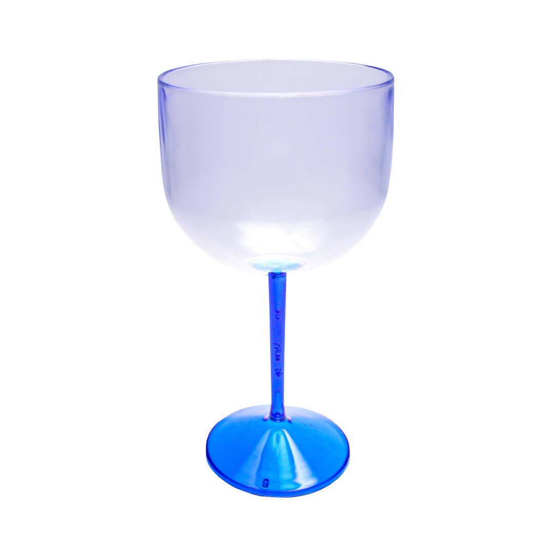 6 Taças De Gin Acrílico Base Cristal Colorida 550 ML:Azul