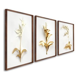 Quadros Decorativos Floral Delicado 3 Telas 60x90cm para Sala Quarto Lavabo