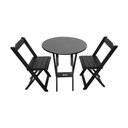 Ver imagem 1 de Mesa Dobrável de Madeira Redonda 70cm com 2 Cadeiras Preta - Tarimatã