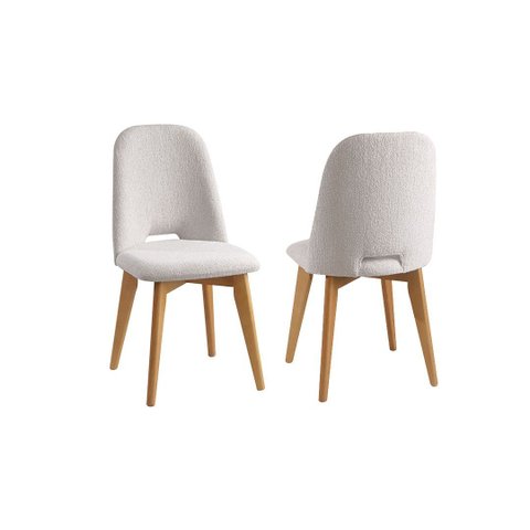 Kit 2 Cadeiras de Jantar Estofadas Iris Linho Cru Pés Palito