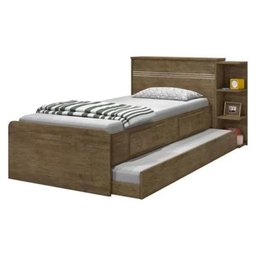 Cama Baú Jade com Cama Auxiliar Gaveta e Prateleiras Jequitibá J&A Móveis - 1