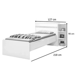 Cama Baú Jade com Cama Auxiliar Gaveta e Prateleiras Jequitibá J&A Móveis - 4