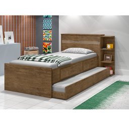 Cama Baú Jade com Cama Auxiliar Gaveta e Prateleiras Jequitibá J&A Móveis - 2