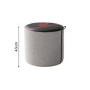 Ver imagem 2 de Kit 2 Puffs Requinte Redondos Decorativos Design Moderno Sala Premium - Couro Preto/Linho Cinza