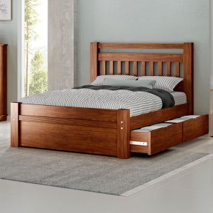 Cama Queen Size 2 Gavetas Orleans - 1,60m:avelã
