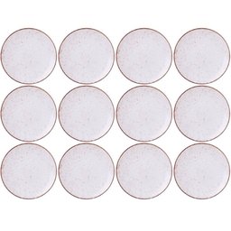 Jogo 12 Pratos Rústicos de Porcelana 25cm Marrom Tramontina Decorado Mesa Posta - 1