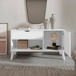 Rack Aparador com Porta e Gaveta Premium London Branco - 2
