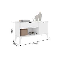 Rack Aparador com Porta e Gaveta Premium London Branco - 3