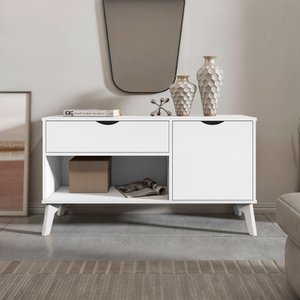 Rack Aparador com Porta e Gaveta Premium London Branco