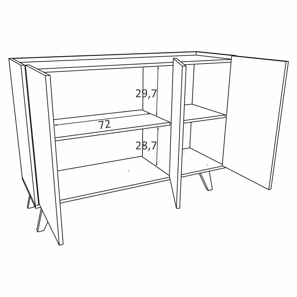 Balcão Multiuso Aparador 112,5cm 03 Portas Blc2004-Me Estilare Madeirado - 5