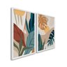 Quadro Decorativo Paisagem Tropical Plantas e Folhas com 2 Telas 60x90cm para Sala Quarto Com Vidro - 1