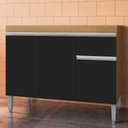 Ver imagem 2 de Balcão Pia Tatiane 118cm 3 Portas Amêndoa/preto sem Tampo - Ajl Móveis